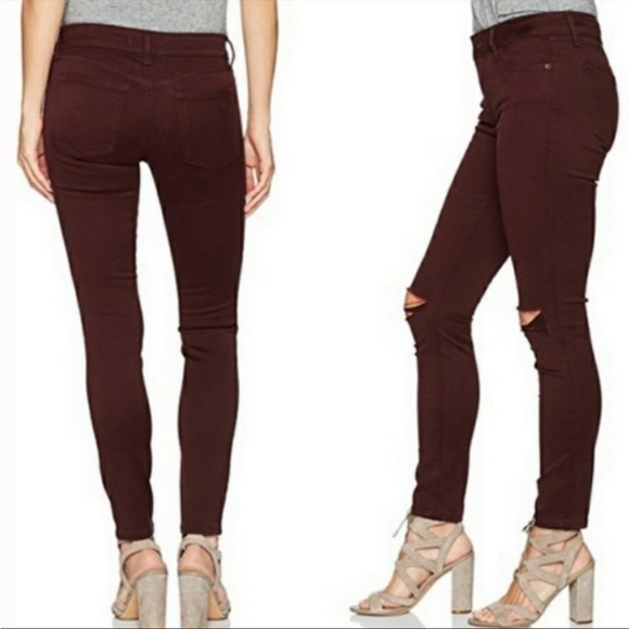 DL 1961 margaux jeans “Malbec” color ankle skinny size 27 Distressed knee - Picture 1 of 12